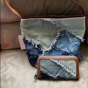 Denim Paisley Purse With Matching Wallet